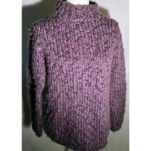 Putumayo Vintage Purple Wool Knit Sweater Size Small Soft Warm